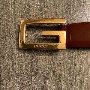 Gucci Brown Leather Belt with Gold Accents